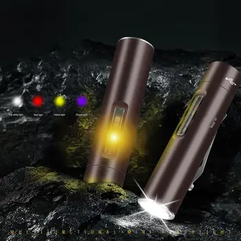Светодиодный портативный мини-фонарик, супер яркий перезаряжаемый фонарик Type-C, водонепроницаемый УЛЬТРАФИОЛЕТОВЫЙ рабочий фонарь, зажим для ручки, фонарь