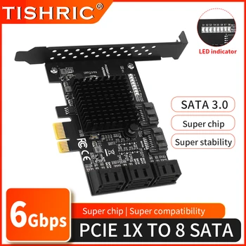 TISHRIC PCIE от 1x до 8 SATA Карта расширения PCIE3.0 6 Гбит /с SATA PCI SSD Битные Дополнительные карты Компьютерный Жесткий диск Битная карта расширения