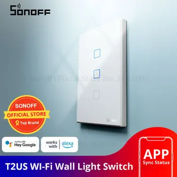 SONOFF T2US TX Smart Wifi Сенсорный Настенный Выключатель Света С Рамкой Умный Дом 1/2/3 Банды 433 RF/Голосовое / ПРИЛОЖЕНИЕ Управление Работает С Alexa
