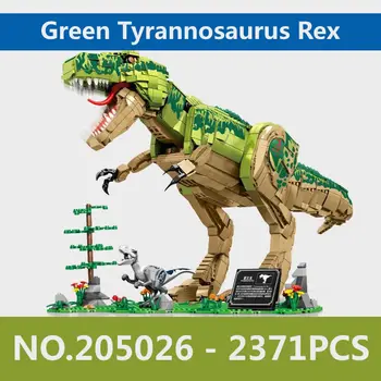 2023 Новые Зеленые Строительные блоки Tyrannosaurus Rex серии Динозавров Юрского периода Строительные Кирпичи для детей 9-14 лет 2371 шт. Большая модель