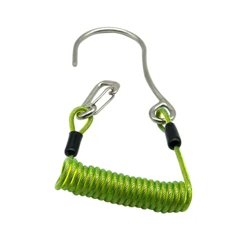 Крюк для рафтинга с одной головкой, рифовый крюк из нержавеющей стали, спиральный пружинный шнур, аксессуар для безопасности при погружении - зеленый