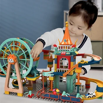 Архитектура Marble Run Замок Строительные блоки Фигурки автомобилей Детские развивающие игрушки для мальчиков Рождественские Подарки