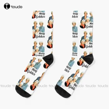 Golden Stay Art Женские носки Golden Girls Socks Носки с цифровой печатью 360 °, Персонализированные Пользовательские носки Унисекс для взрослых, подростков и молодежи Арт