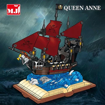 Adyenture Ship Book Queen Anne Модель мини-пиратского корабля 966 шт. Модульных строительных блоков, кирпичей, совместимых с подарочным набором игрушек Lego