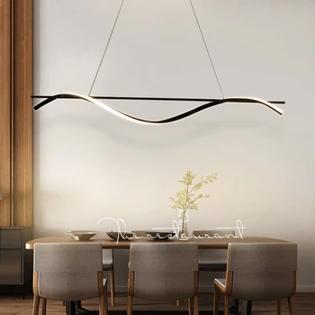 Минималистичные подвесные светильники для столовой, современная Люстра для кухни, длинный стол, черные Умные светильники для помещений, Офисная лампа Nordic