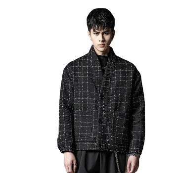 Бесплатная доставка, Новый модный дизайн, короткое осенне-зимнее пальто, мужское черное красивое пальто со стоячим воротником BC223102053