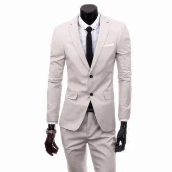 Деловой мужской костюм из 2 предметов, свадебное платье для жениха, банкетный Классический однотонный высококачественный блейзер, пальто, брюки, куртка, комплект брюк