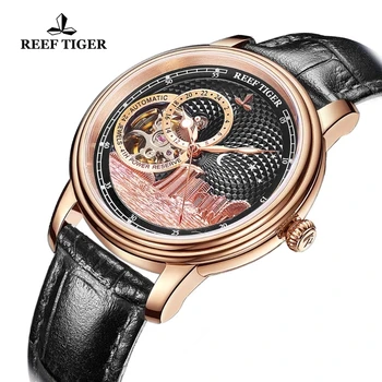 Reef Tiger / RT Элитный бренд, женские дизайнерские часы, мужские Классические автоматические часы, сапфировое стекло, механические наручные часы из розового золота