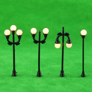 20 шт. / лот архитектурная миниатюрная пластиковая модель, садовый светильник, смешанный на траве, игровая площадка, забор и макет поезда ho