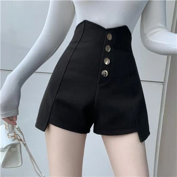 Летняя женская одежда оверсайз неправильной формы с высокой талией, однобортная модная повседневная Корейская версия, однотонные широкие брюки