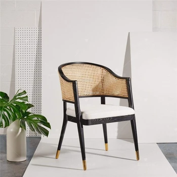 Скандинавские стулья для гостиной из массива дерева, простая бытовая мебель, обеденный стул из ротанга, диван для спальни, Дизайнерское кресло для отдыха