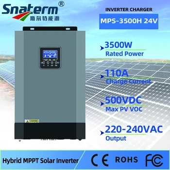 Гибридный солнечный инвертор 3,5 кВт 24 В постоянного тока 110A MPPT Зарядное устройство автономный инвертор WIFI Дополнительный ЖК-дисплей
