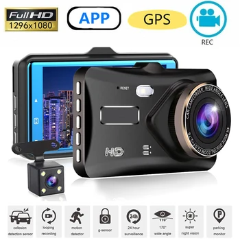 Автомобильный Видеорегистратор WiFi Dash Cam 4.0 Full HD 1080P Автомобильная Камера Заднего Вида Видеорегистратор Auto DVR Dashcam Black Box GPS Track Ночного Видения