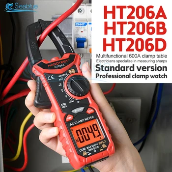 HT206A HT206B HT206D 600A AC/DC Цифровой Клещевой Измеритель для Измерения переменного/постоянного напряжения и Температуры Зажимной Мультиметр