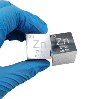 Зеркально отполированный куб Zn цинка 1 дюйм формата Периодической таблицы Менделеева высокой чистоты 99,995%
