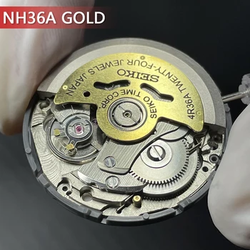 Модифицированный NH36A / 4R36A с золотой наклейкой / нашивкой с ротором, японский подлинный автоматический механический механизм, высокая точность замены