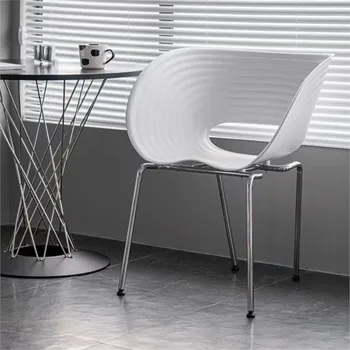 Обеденный стул из скандинавского пластика Ins, стул в виде ракушки, Простой обеденный стул со спинкой, домашний минималистичный стул для спальни, 1ШТ LE669