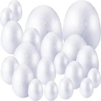 20 штук 6 размеров, яйцо из пенопласта, Пасхальное яйцо из пенопласта, Пасхальное гладкое яйцо, натуральный пенополистирол, яичная пена ручной работы, яичный шар для пасхального декора.