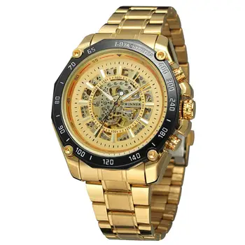 Модный тренд Forsining роскошные золотые полые креативные трехконтурные стальные наручные часы с автоматическим механическим ремешком