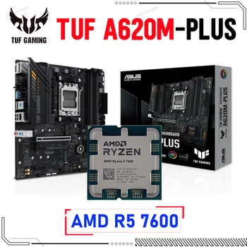 Материнская плата ASUS TUF GAMING A620M-PLUS с разъемом AM5 DDR5 128 ГБ Настольная Материнская Плата AMD A620 с процессором AMD Ryzen 5 7600 CPU NEW