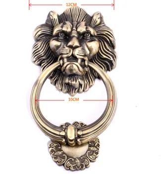 1pcs12cm Большой антикварный дверной молоток в виде льва Дверной молоток в виде львиной головы Дверной молоток в виде львов Домашний декор деревянный дверной молоток