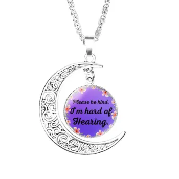 Ожерелье с фиолетовой луной для слабослышащих, подарки в виде полумесяца для девочек, ювелирные изделия, ювелирная цепочка из нержавеющей стали Lady Fashion Dome