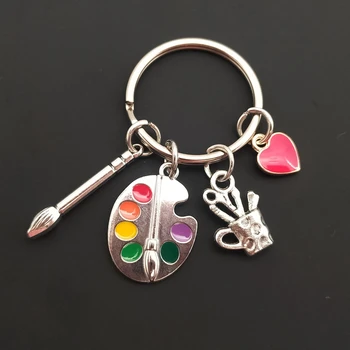 Новейшая палитра художника овальный инструмент цветной брелок для ключей love keychain painter gift