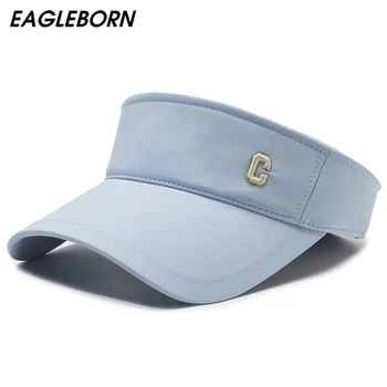 EAGLEBORN С вышивкой буквой C, Солнцезащитная шляпа с пустым верхом, Женские Летние Новые Спортивные кепки для гольфа без верха, Солнцезащитная шляпа для женщин, кепки