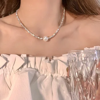 Жемчужное ожерелье из Кореи с роскошной цепочкой на ключицу, нишевое ожерелье
