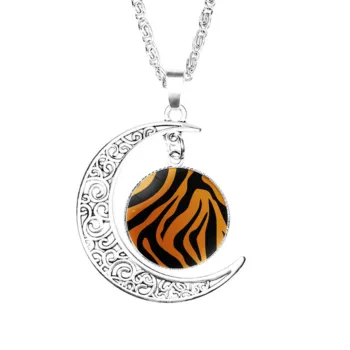 Ожерелье с изображением Луны в черную тигровую полоску с животным Рисунком, Аксессуары для вечеринок, Очаровательные Полумесяцы, Модные украшения для девочек, Женская цепочка