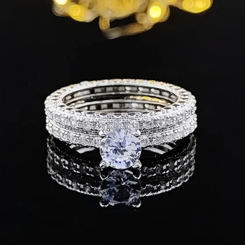 2023 новый роскошный набор обручальных колец невесты серебристого цвета halo для женщин подарок на годовщину прямая доставка Черная пятница R5046