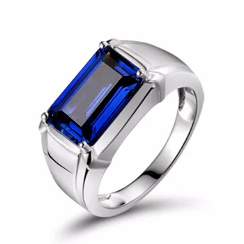 Новое простое модное мужское открытое кольцо с сапфировым прямоугольником в деловом стиле, агрессивное мужское открытое кольцо