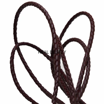 2 м / лот Приблизительно: 4 мм Красный плетеный шнур из натуральной кожи, веревка, шнурок для вышивания бисером, изготовление ювелирных изделий, колье, браслет, материал для рукоделия.