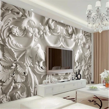 изготовленная на заказ крупномасштабная фреска wellyu, современный 3D фон для гостиной, цветы, отель, рельефный эффект, ТВ-фон, нетканые обои