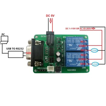 2-Канальный DC5V 7.5 V 9V Релейный модуль RS232 Пульт дистанционного управления USB PC UART COM Последовательные порты для умного дома