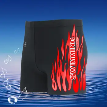 Плавательные Шорты 3D Резки Плавки Плюс Размер Slim Fit Модные Мужские Плавки Для Бассейна С Огненным Принтом