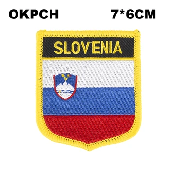 Нашивка с флагом в форме щита Словении, вышитая пилой на значках, нашивки для одежды PT0165-S