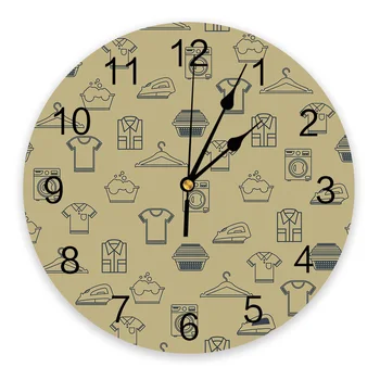 Прачечная С плоским рисунком, настенные часы для спальни, Большая современная кухня, столовая, Круглые настенные часы, Часы для гостиной, Часы для домашнего декора