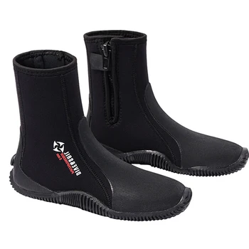 Унисекс-Взрослый базовый 5 мм Неопреновый черный гидрокостюм, ботинки для подводного плавания с боковой молнией для водных видов спорта, плавания на пляже и лодке