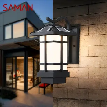 Солнечный настенный светильник SAMAN, уличное современное светодиодное бра, водонепроницаемое освещение внутреннего дворика для крыльца, балкона, внутреннего двора, прохода виллы