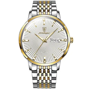 POEDAGAR Модные мужские часы люксового бренда, деловые водонепроницаемые светящиеся спортивные часы для мужчин, кварцевые часы из нержавеющей стали, календарь