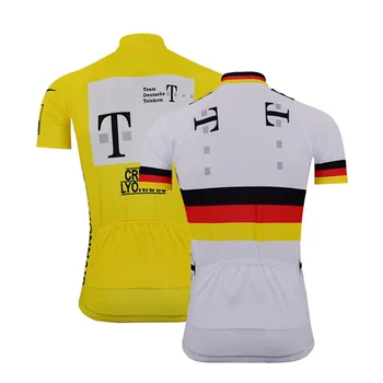 Горячая Классическая Ретро-бело-желтая велосипедная майка с коротким рукавом Pro Team MTB Велосипедная одежда Maillot Ciclismo 3 Style