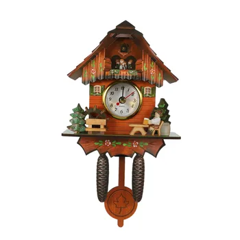 Старинные деревянные настенные часы с кукушкой, Колокольчик с Птичьим временем, Часы-будильник Home Art Decor 006
