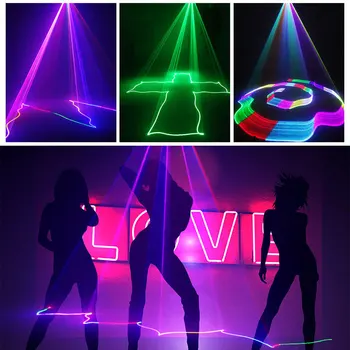 Проектор с RGB-лучом, Дискотека, Лазерный свет, Вечеринка в ночном клубе, Бар, Караоке, Освещение сцены, Звуковое сопровождение вечернего игрового шоу, 3D Красочные