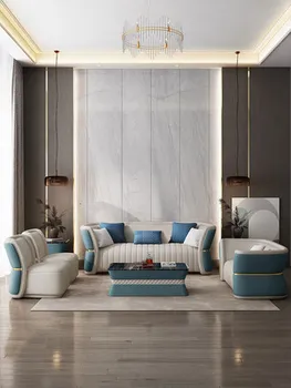 2021 креативный стиль удобный нежный роскошный диван-гарнитур мебель для гостиной из мягкой кожи с лучшим обслуживанием