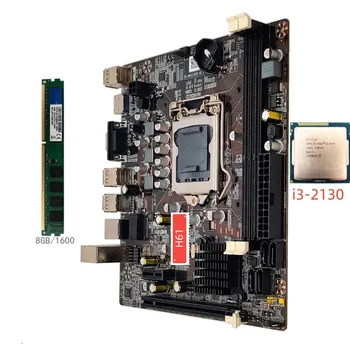 Placa base de escritorio H61 LGA1155 для Intel Set c процессором Core Duo 3,4G i3-2130 + 4 ГБ оперативной памяти