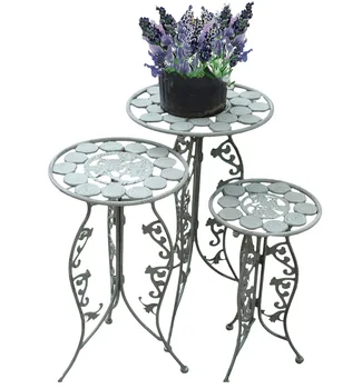 Французский романтический железный столик в цветочной рамке из трех предметов, комбинированная розетка в раме из старого горшка