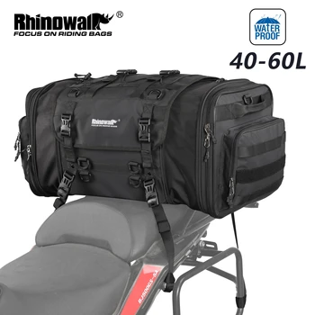 Сумка для мотоцикла Rhinowalk, водонепроницаемая сумка для сиденья мотоцикла из ПВХ, большая емкость 40-60 л, задняя седельная сумка для путешествий на открытом воздухе, багаж для путешествий