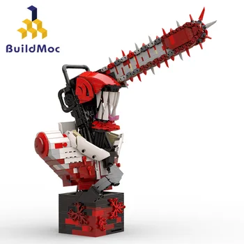 Персонаж аниме MOC Дэндзи И Силовой комплект Высокотехнологичные Строительные Блоки Модель Chainsawss Man DIY Кирпичная Статуя Головоломка Детская Подарочная Игрушка