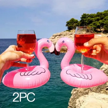 Надувной Подстаканник Flamingo 2шт Держатель для напитков Flamingo Поплавок для бассейна Игрушка для купания Украшение вечеринки Подставки для бара
